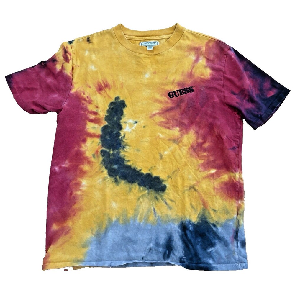 Guess Originals Shirt Men’s Size Small Tie-Dye Multicolor Spellout Short Sleeve